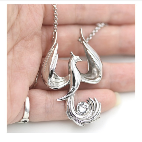 Phoenix Necklace with 5.5mm Austrian Crystal- Bird I’d Paradise- NWT Stainless - Picture 3 of 4